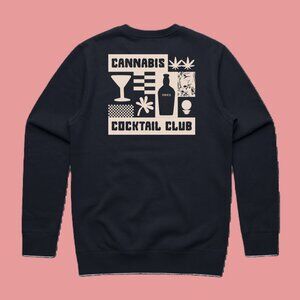 Cannabis Cocktail Club Navy Blue Crewneck Sweatshirt Size Large NEW